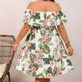 thumbnail image 6 of Plus Size Off Shoulder Dress for Women Summer Floral Ruffle Short Sleeve Casual Flowy Boho Beach Sundress, 6 of 6