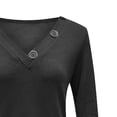 thumbnail image 5 of CEHVOM Mode Femmes Col en V à Boutons Uni Décontracté Ample Manches Longues T-shirt pour Femmes, 5 of 5