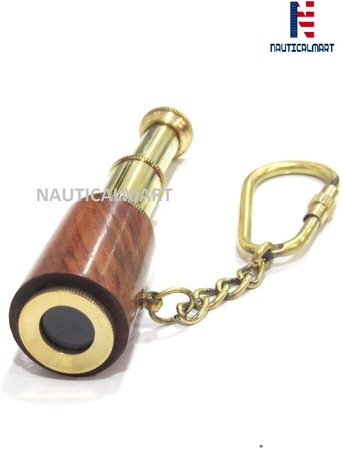 Solid Brass Miniature Functional Collapsible Telescope Keychain Spyglass Scope 