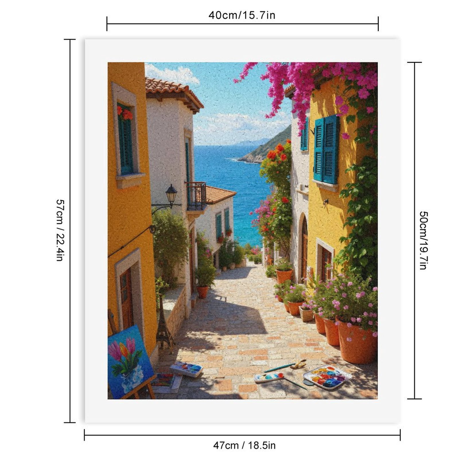 Paint By Numbers Kit for Adults Beginner - Mediterranean Alley Colorful Seaside Art DIY Canvas Painting Kits for Adults, Frameless Paint By Number for Adults for Home Wall Decor 16x20 Inch