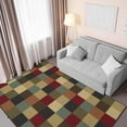 thumbnail image 2 of Ottomanson Living Room Area Rug 5' x 6'6" – Non-Slip Low Pile Carpet for Bedroom & Office, Checkered Multicolor, 2 of 8