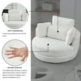 thumbnail image 3 of Oversized Swivel Accent Chair Set of 2, 360 °Swivel Barrel Chair with Moon Storage Ottoman, Loveseat Circle Swivel Lounger Armchair with 4 Pillows White, 3 of 7