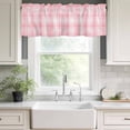 thumbnail image 3 of Pink Plaid Rod Pocket Curtain Valance, Modern Art Checkered Farmhouse Farmhouse Window Valance for Living Room, Bedroom, Kitchen 42"W x 12"L, 3 of 9
