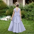 thumbnail image 5 of LEKWK Girls Bridesmaid Flower Dress Sleeveless Satin Bow Tie Backless Pageant Gown Pleated Flowy A-Line Princess Dresses for Birthday Party Wedding 0-13Y, 5 of 9
