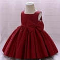 thumbnail image 6 of Summer Savings! TAGOLD Toddler Girls Satin Embroidery Rhinestone Bowknot Birthday Party Gown Long Dresses Red 24Months, 6 of 6