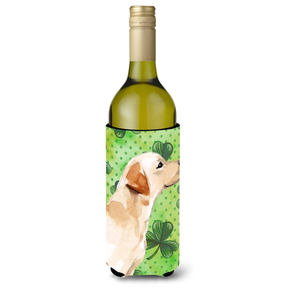 Carolines Treasures BB9563LITERK Yellow Labrador 2 St. Patricks Wine Bottle Beverge Insulator Hugger  Wine Bottle