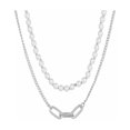 thumbnail image 1 of Collar De Cadena Y Perlas Hip Hop Moda Para Hombre Y Mujer Plata, 1 of 4