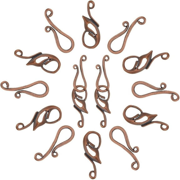 10 Sets Metal Hook Clasps Red Copper S-Hook Clasps Rack Plating Wing Hooks for DIY Jewelry Making