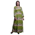 thumbnail image 1 of Bimba Polyester Georgette Ranunculus & Chrysanthemum Floral Printed Womenâ€™s Long Sleeve Elastic Waist MaxiÂ&nbsp;DressÂ&nbsp;Gown-XXX-Large, 1 of 5