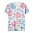 thumbnail image 4 of KDDYLITQ Easter Tops for Women Short Sleeve Egg Rabbit Graphic Soft T-Shirts Crew Neck Daisies Cute Blouse Carrots Loose Vacation Tees Light pink 2XL, 4 of 5