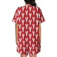 thumbnail image 5 of Lafuoo Cartoon Lobster Pattern Women's Round Neck Short Sleeve Pajamas Set, Button Pajamas Elastic Band Pajamas Home Wear-XX-Large, 5 of 7