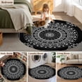 thumbnail image 5 of Black Boho Round Area Rug 3 FT, Small Kitchen Bathroom Mats, Retro Farmhouse Neutral Abstract Geometric Washable Indoor Outdoor Throw Runner Carpet Non-Shedding Doormat for Table Shower Sofa Entryway, 5 of 8