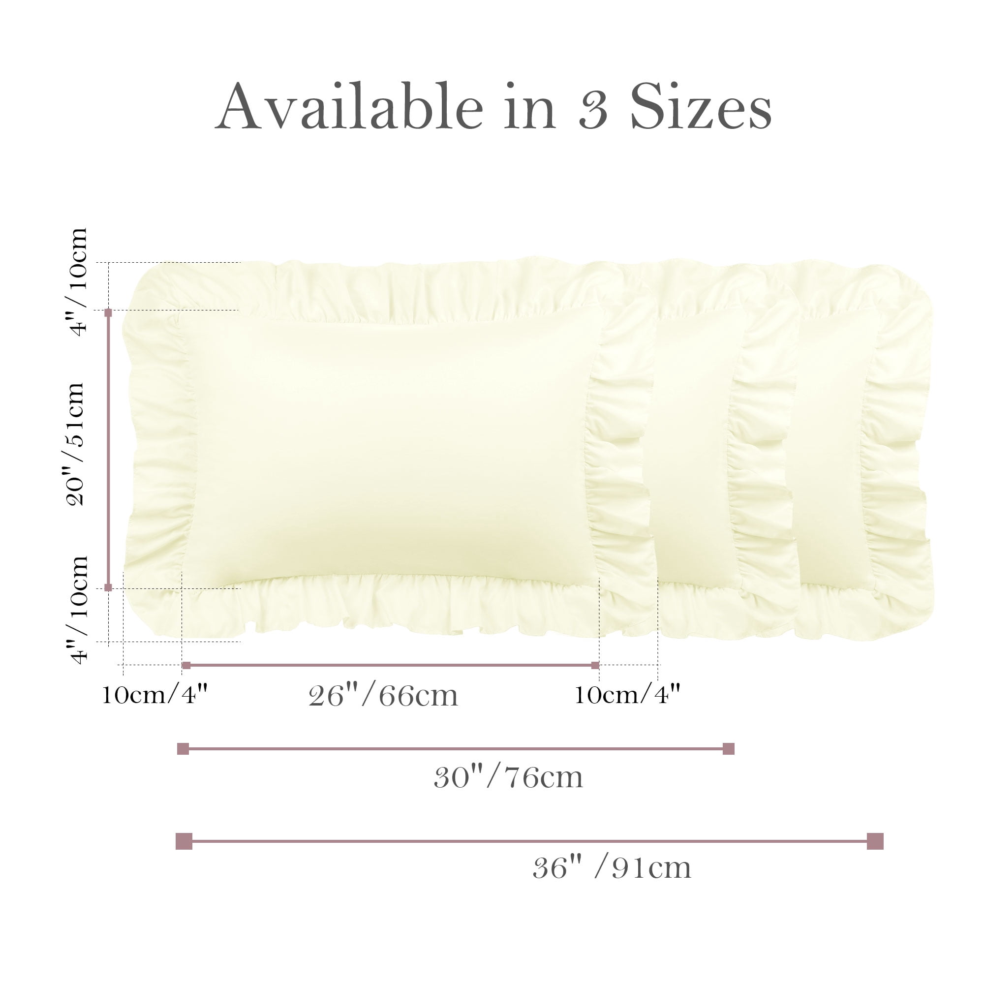 Unique Bargains Microfiber Ruffle Envelope Closure Pillowcases 2 Pcs Cream Queen