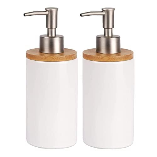 Qivine 2 Piezas Dispensador de Jabón de Manos de Cerámica, 400 ML Botellas de Bomba de Recargable, Dispensadores de Botellas de Jabón para Cocinas, Baños, O