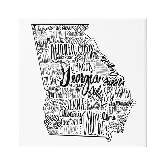 Stupell Industries Georgia State Map Shape City Typography Graphic Art Gallery Wrapped Canvas Print Wall Art, Design by The Saturday Evening Post
