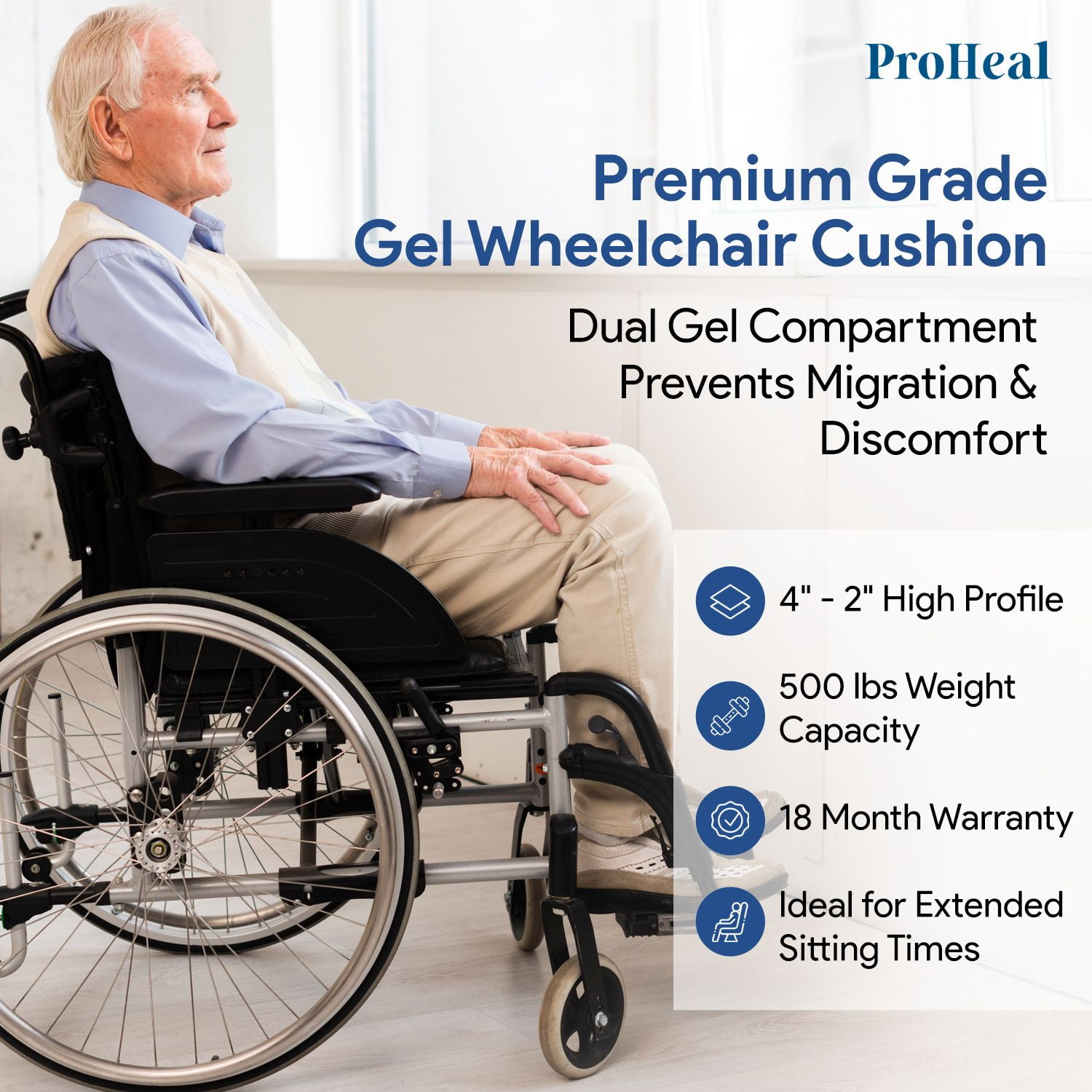 ProHeal Bariatric Gel-Infused Foam Wedge Wheelchair Seat Cushion, 2 - 4  Height, 22 x 16 - Kroger