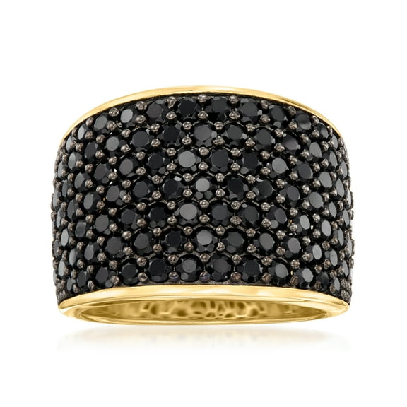 Ross-Simons 3.80 ct. t.w. Pave Black Spinel Ring in 18kt Gold Over Sterling, Women's, Adult