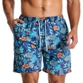 thumbnail image 7 of HomeGardon Men's Shorts Clearance! Men's Plus Size Swim Trunks Elastic Waist Swimsuit Beach Shorts Swimwear Bathing Suit with Compression Liner Quick Dry Printed Board Shorts Blue,S-4XL, 7 of 7