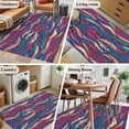 thumbnail image 6 of Tribal Style Washable Area Rugs 4'x6', Abstract Boho Ethnic Feather Leaf Low Pile Throw Living Room Rug Non-Slip Sturdy Edge Binding Carpet for Indoor Entryway Bedside Kitchen, 6 of 9