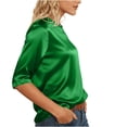 thumbnail image 6 of BUIGTTKLOP 3/4 Length Sleeve Womens Tops Crewneck Summer Top Solid Color T Shirts Dressy Casual Blouses, 6 of 8