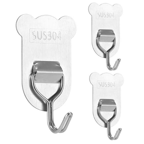 Stainless Teel Hook, Strong Bearing, No Punch Stick Hook, Home Bathroom Kitchen Wall Hanging，5PCS.