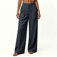 thumbnail image 2 of Busydd Dress Pants for Women Trendy High Waisted Pleated Work Trousers Business Casual Solid Color Slacks with Pockets S, 2 of 8