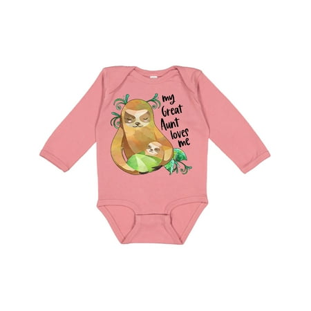 

Inktastic My Great Aunt Loves Me Cute Sloth and Baby Gift Baby Boy or Baby Girl Long Sleeve Bodysuit