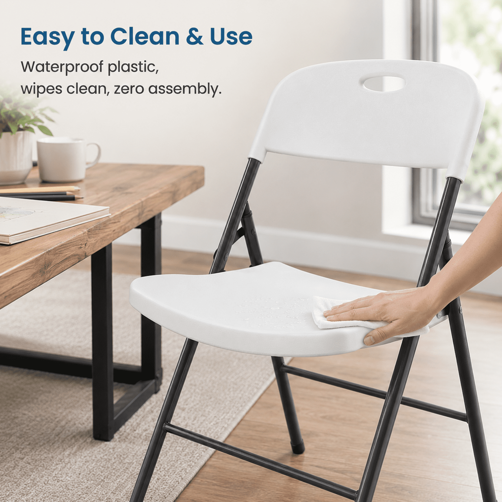 Alvantor Folding Chair, 350-Pound Capacity, Indoor Outdoor Plastic Commercial Stackable Foldable Guest Chairs for Events, Space-Saving