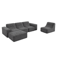 thumbnail image 3 of Resenkos 104" L-Shaped Cloud Sectional Couch, Left Chaise Configuration with Plush Corduroy Fabric, No Assembly, Black, 3 of 7