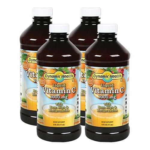 Dynamic Health Liquid Vitamin C with Rose Hips 16 oz ( 4 Pack