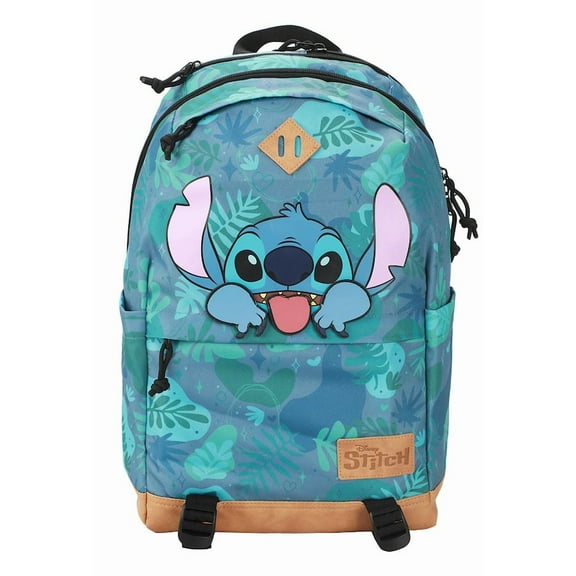 Disney Stitch Tropical Print 17.5" Hooded Backpack