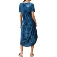 thumbnail image 3 of INSPIRE CHIC Women's Nightgown V Neck Short Sleeve Long Nightshirt Spring Summer Lounge Dress with Pocket XS Tie Dye Blue, 3 of 6