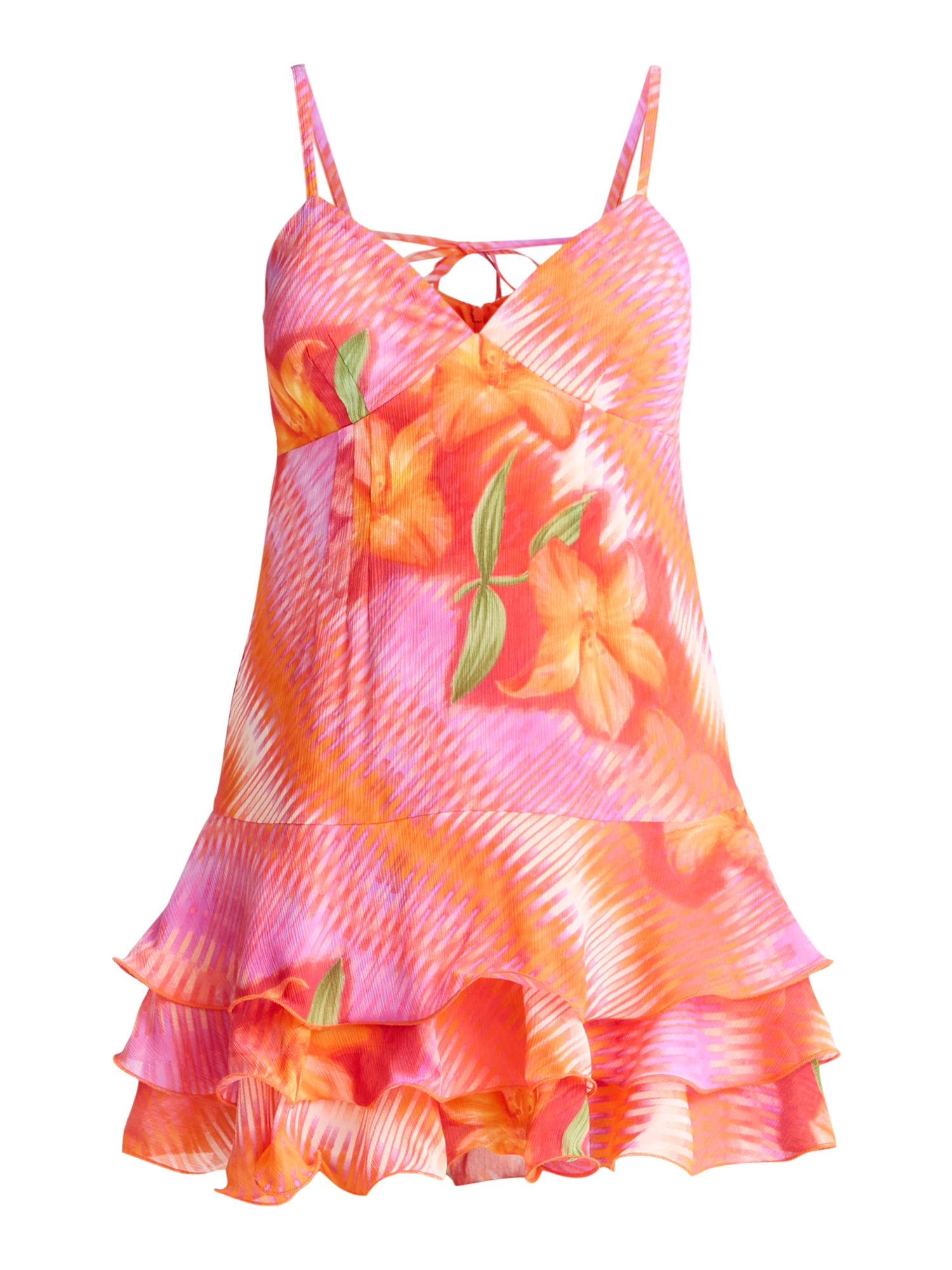 Madden NYC Women's Floral Print Tiered Ruffle Mini Dress, Sizes XXS-XXL