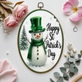 thumbnail image 7 of St Patricks Day Canvas Wall Art Snowman Hat Shamrocks Four Leaf Clover Oval Framed Canvas Prints Vintage Wall Hanging Decor for Home Decorations Irish Gifts for Women Kids 8.6"x11.4", 7 of 7
