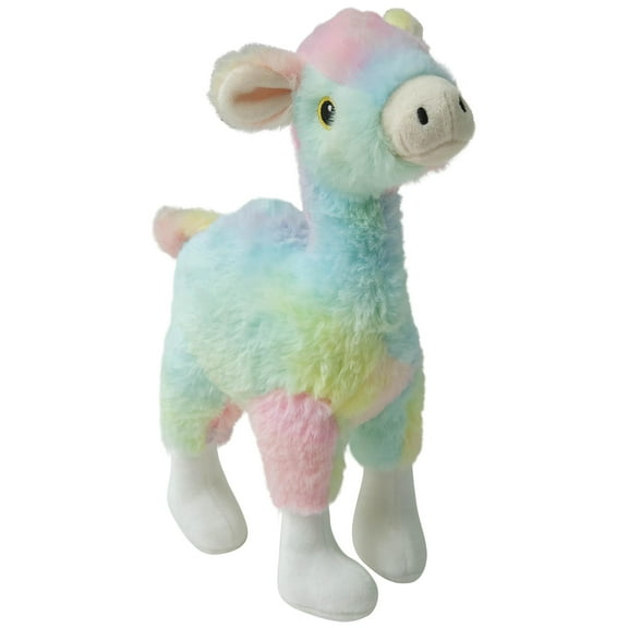 SnugArooz: Ally the Alpaca - Tie-Dye Rainbow Plush Dog Toy, Squeaks-Crinkles, Pet Multi-Sensory Play, Recycled Material, 5x11" Cuddly Animal Companion