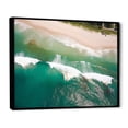 thumbnail image 2 of Designart "Aerial View Green Waves III" Coastal Framed Wall Art - Coastal Green Coastal Beach Entryway Framed Wall Art Print, 2 of 6