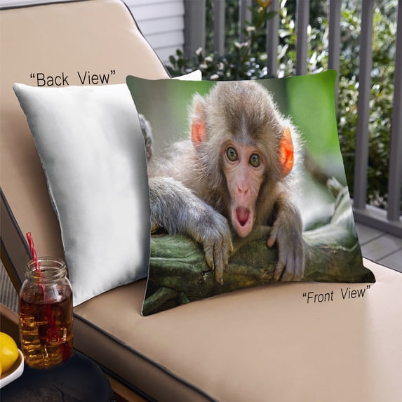 Ahgly Company Animals Monkey Outdoor Throw Pillow, 18 inch by 18 inch
