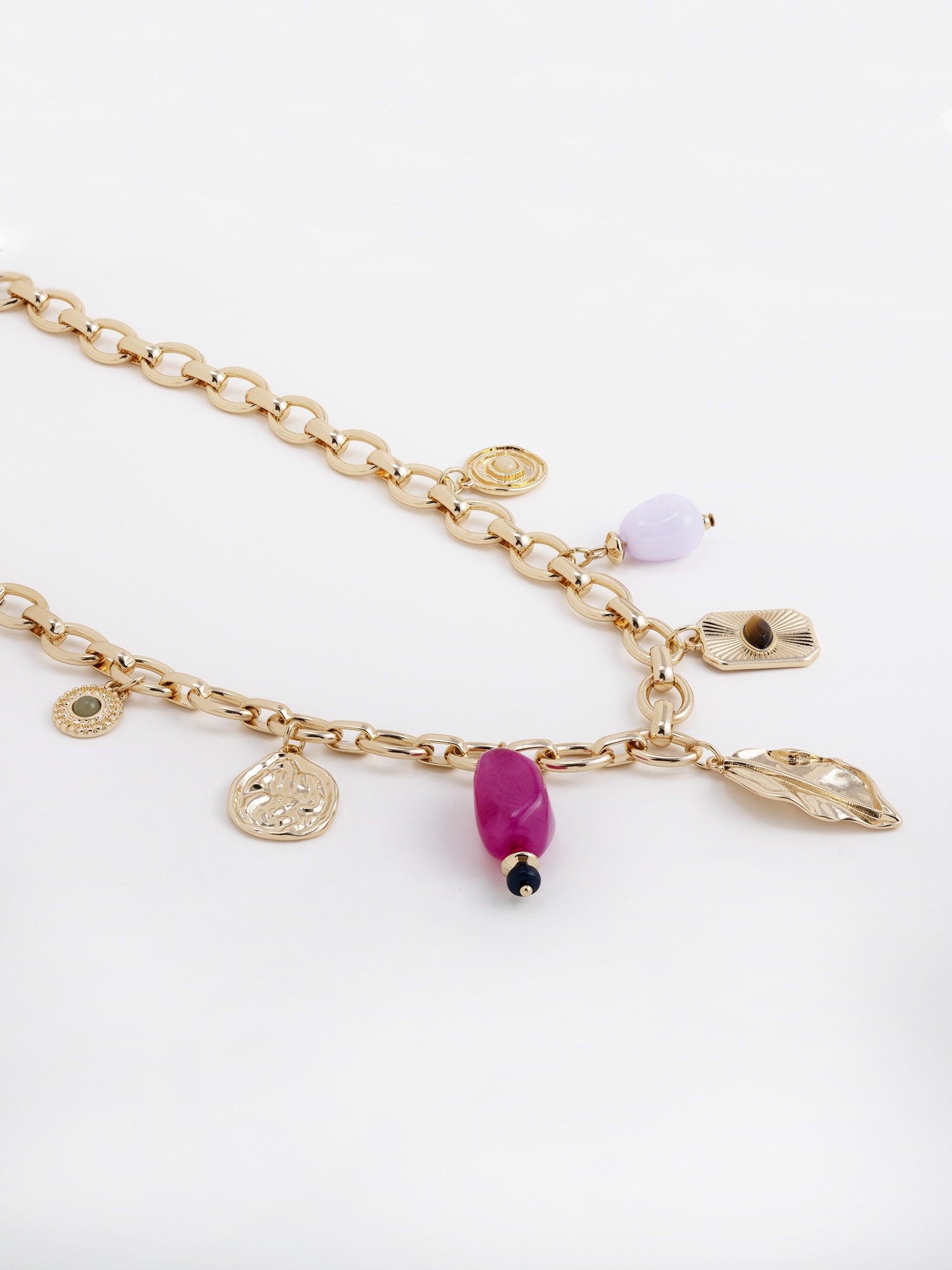 Scenario Gold Tone Multi-Charm Statement Necklace photo 5