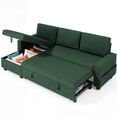 thumbnail image 4 of 80" L Shaped Couch, Lofka Sectional Sleeper Sofa with Pull Out Bed, Convertible Sofa Bed with Reversible Storage Chaise for Living Room, Green, 4 of 9
