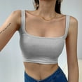 thumbnail image 2 of MESSUEN Cami Tank Top Bralettes for Women Square Neckline Camisole Tank Scoop Neck Ribbed Knit Crop Cami Shirts Basics Womens Tank Tops Women's Blouses Dressy Casual Gray M, 2 of 5