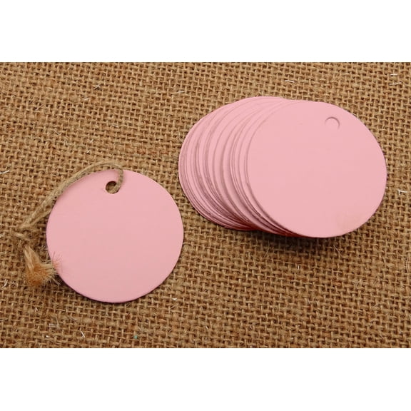100 Pcs Round Blank Cardstock Hang Tag Wedding Party Favor Gift Tags With Free Natural Jute Twine - Colors Available