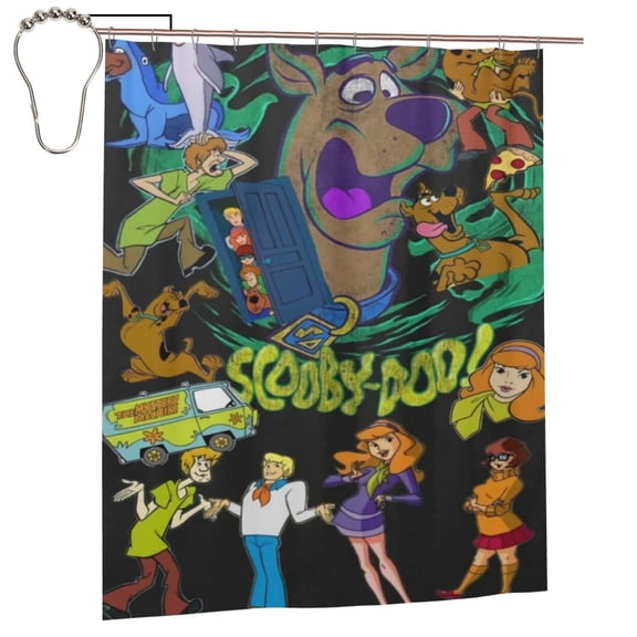 Scooby Doo Shower Curtain, Lovely Cartoon Shower Curtains Set for Kids Boys Girls College Dorm Bathroom, Waterproof Restroom Bathtub Decor Accessories with 12 Hooks 60"X72" Iron