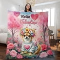 thumbnail image 2 of Hello Valentine’s Day Chihuahua Flower Crown Romantic Pink Floral Quilt Blanket Dog Lover Gifts Idea Cozy Comforter Throw Blanket - 00031, 2 of 5