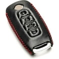 thumbnail image 3 of Vitodeco Genuine Leather Smart Key Fob Case Compatible with Nissan Sentra, Versa, Rogue, Pathfinder, Murano, Kicks, Ariya, Armada (Remote Start Button, Black/Red), 3 of 5