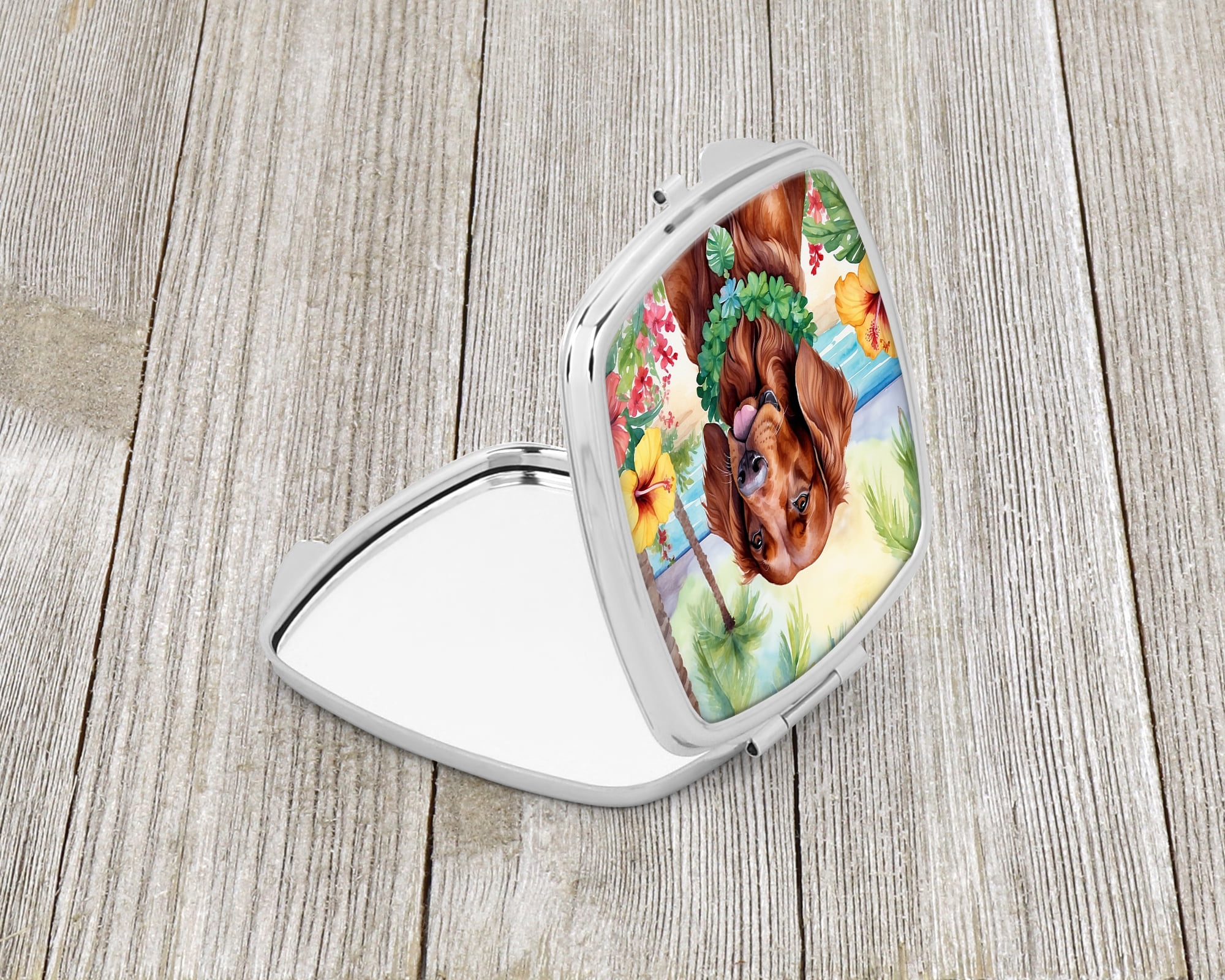 Irish Setter Luau Compact Mirror 2.75 in x 3 in