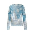 thumbnail image 5 of Bzhegqhd Women's Sweatshirts Christmas Printed T-shirts Long Sleeve Crewneck Top Hoodless Pullover Loose Fit Casual Warm Soft Fleece Fall Winter Fashion Daily Wear Holiday, 5 of 6