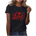 thumbnail image 4 of HaoXianJian Valentine's Day Shirt for Women Heart Print Short Sleeve Crew Neck Sweat Shirts Loose Fits Letter Print Graphic Pullover Tee Tops Casual Girl Friend Gift T Shirt Size 2X 3X, 4 of 5