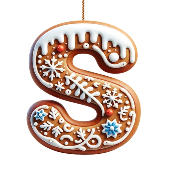 Harliver 26 Letters Christmas Tree Decoration, Gingerbread Alphabet Ornaments for Christmas Tree Candy Initial Letter Pendant with Berries Pattern, Christmas Decoration Xmas Tree Hanging Decor