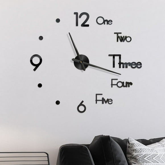 Horloge Murale DIY Sans Cadre Silencieuse Autocollant Miroir Décoration Maison Bureau
