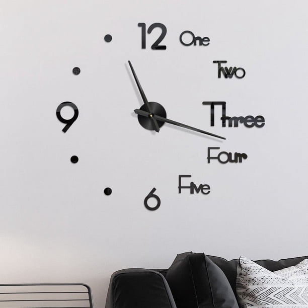 Reloj de pared silencioso con espejo, adhesivo decorativo sin marco, decoración para el hogar y la oficina, rastreador de tiempo silencioso, elegante decoración para habitación, marco de